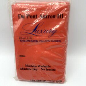 Vintage DuPont Nylon Satin Pillowcases Red Two Standard